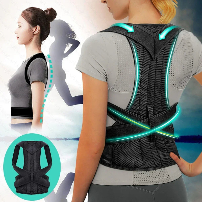 Coluna lombar reforçada Postura Corrector Vest, alça de apoio ajustável para trás, ombro Espinha Brace, pescoço Maca Trainer